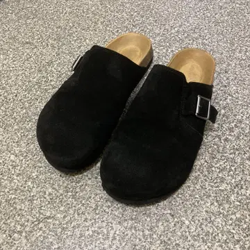 지유 리얼 가죽 클로그 샌들 26cm 블랙