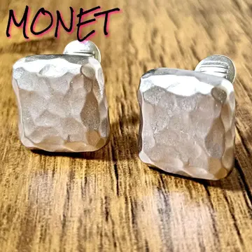 모네 귀걸이 실버 무광 스퀘어 사각 클립 레어 MONET