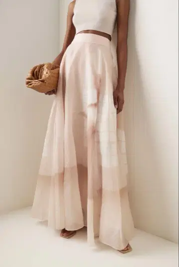 Zimmermann S22 핑크 쉬폰 롱 스커트