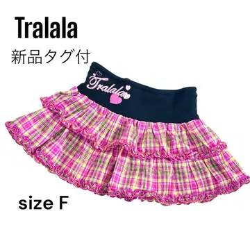 [레어/새상품] Tralala 트랄라 스커트 체크 무늬 프릴 핑크
