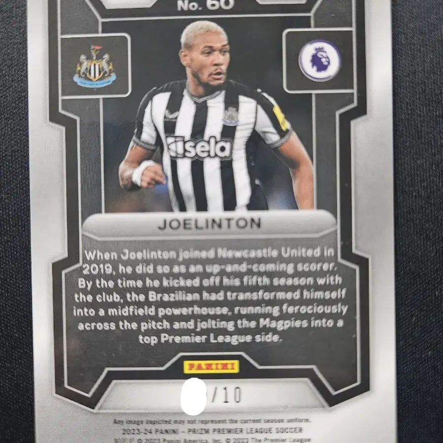 Sports Card Panini Prism Joelinton Gold 10 han Limited Card