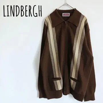 [ LINDBERGH ] 풀 집업 카라 긴팔 니트 가디건 레트로 일본제