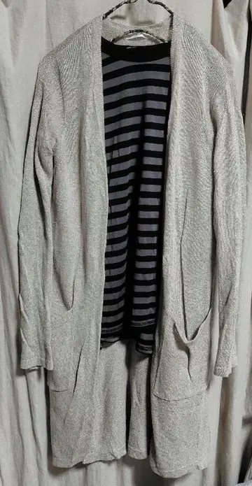 면 린넨 롱 가디건
