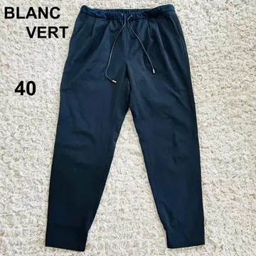 BLANCVERT 트윌 조거 팬츠 린넨 혼방 다크 네이비 테이퍼드 이지