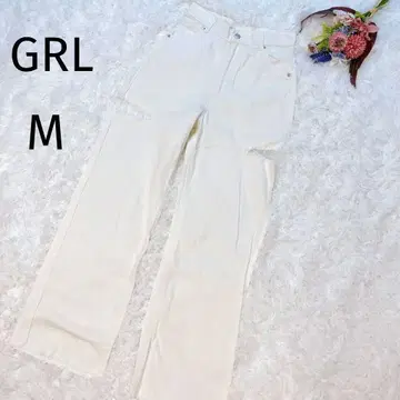 그레일 화이트 데님 팬츠 데미지 가공 와이드 팬츠 M 화이트 4941