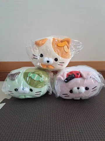 니가타 한정 고양이 봉제 인형 세트 (오렌지 그린 핑크)