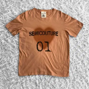 SEMICOUTURE 하트 그라데이션 프린트 티셔츠 M 카멜