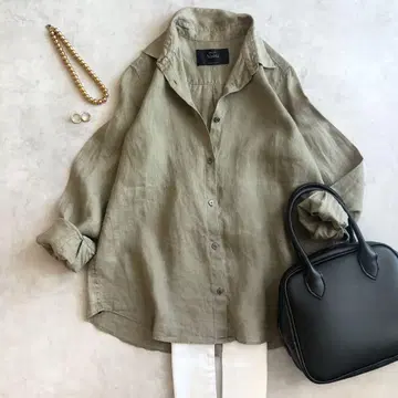 Spick & Span NOBLE 노블 셔츠 린넨 100% 카키