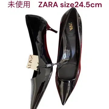 미사용 ZARA 자라 에나멜 힐 펌프스 블랙 38, 24.5