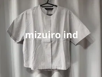 mizuiro ind 크루넥 백 개더 하프 슬리브 셔츠 반팔