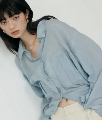 LARUTA 시어 사파리 포켓 부착 셔츠 (색스)