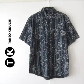 새상품급 TK/TAKEO KIKUCHI 일본풍 패턴 코튼 반팔 셔츠