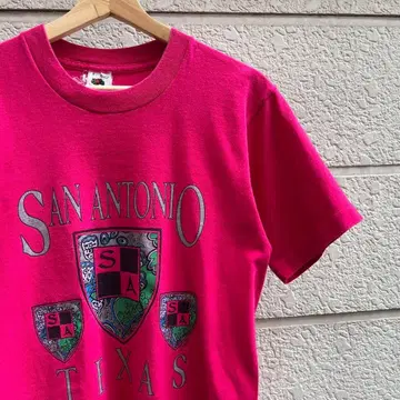 90s USA제 핑크 프린트 티셔츠 반팔 S 사이즈 빈티지