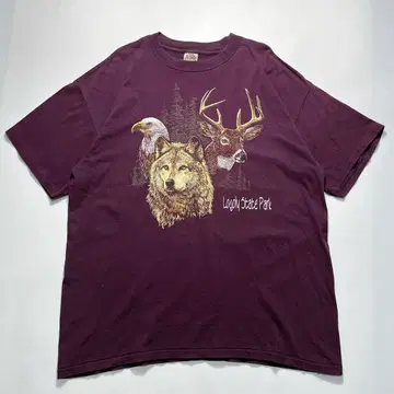 90s EAGLE USA제 빈티지 T XL 팥색 애니멀 aa6859