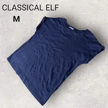 클래시컬 엘프 반팔 티셔츠 M 네이비 무지 크루넥 면100% 여름