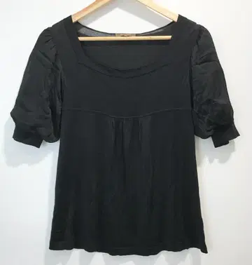 BALLSEY 실크 100% 시어 컷소 블라우스 블랙