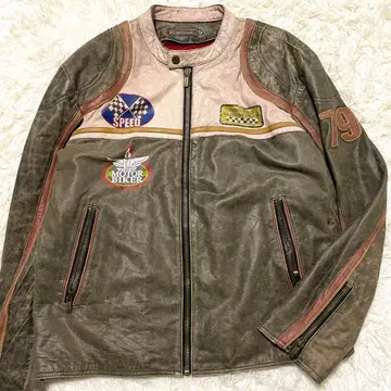 2XL 상당 y2k 윌슨 가죽 다이드 가죽 자켓 모터 사이클