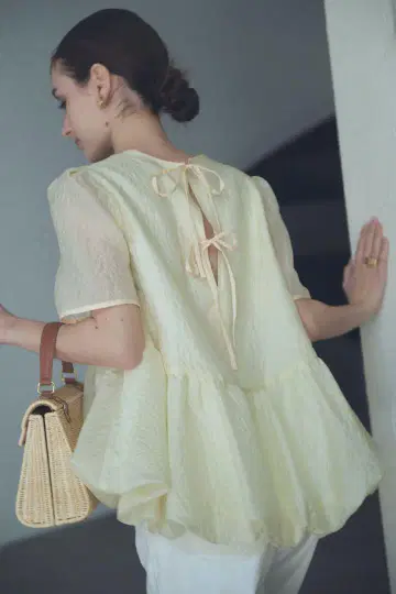 bluelea Silky jacquard balloon tops