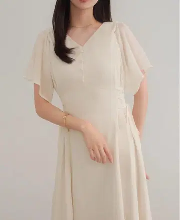 CENEA 2way V넥 시어 코르셋 원피스 아이보리 L 사이즈