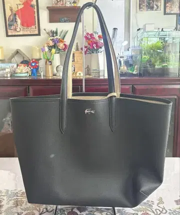 Lacoste 블랙 토트백 대용량