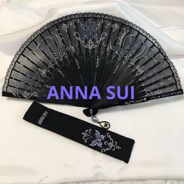 ANNA SUI 안나수이 나비 자수 블랙 부채