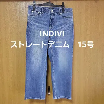 새상품 INDIVI 스트레이트 데님 15호 블루
