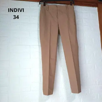 INDIVI 코튼 마 혼방 테이퍼드 팬츠 베이지 34