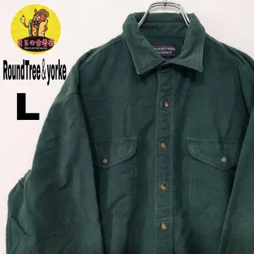 USA 구제 의류 RoundTree & yorke 플란넬 셔츠 L 그린