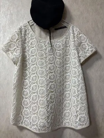 ZARA BASIC 아이보리 레이스 블라우스 XL