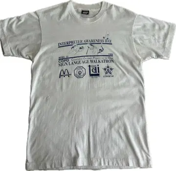 빈티지 80s 수화 티셔츠 미국제