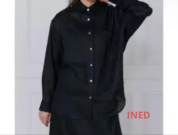 이네드 린넨 레귤러 칼라 셔츠 블랙