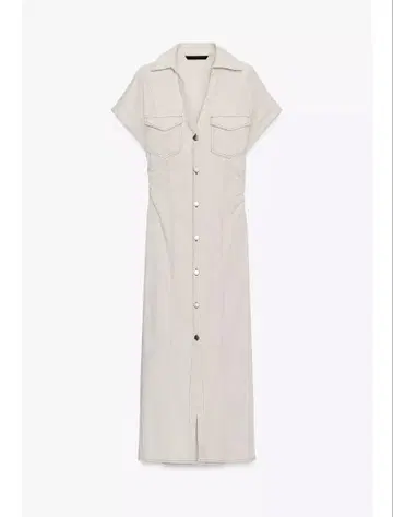 ZARA 미디 데님 원피스 M 사이즈 아이보리
