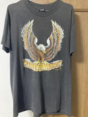 HARLEY DAVIDSON 80s 티셔츠 이글 프린트 블랙