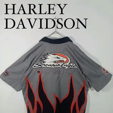 HARLEY-DAVIDSON 파이어 패턴 반팔 레이싱 셔츠 M