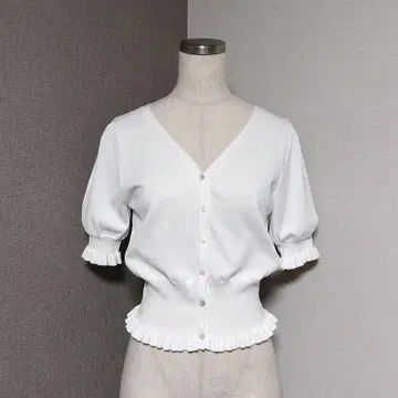 미슈마슈 프릴 퍼프 니트 숏 가디건
