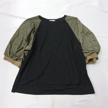 OTO.HA 래글런 슬리브 티셔츠 이소재 절개 M