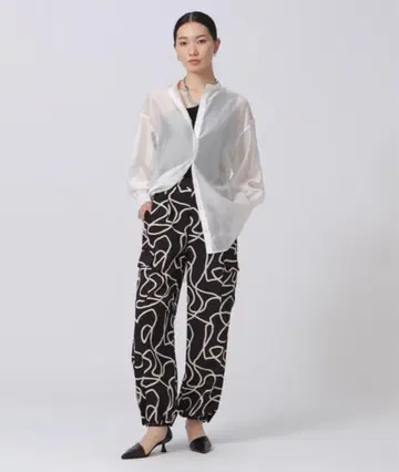 새상품 GALLEST 갤러스트 시어 블라우스 레이스 리본 화이트 M 38