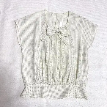 잉게보그 프렌치 슬리브 블라우스 리본 피코프릴 도트 핑크하우스