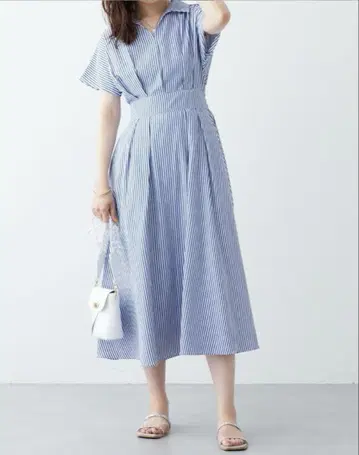 natural couture 스트라이프 반팔 셔츠 원피스