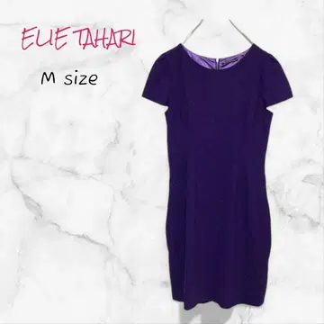 ELIE TAHARI 원피스 반팔 미디 기장 M 퍼플 럭셔리 코디