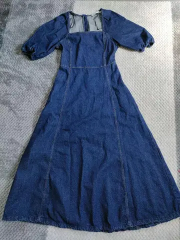 ZARA 데님 블루 반팔 롱 원피스