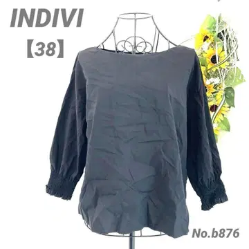 인디비 INDIVI 7부 소매 상의 38/M 블랙 심플 캐주얼
