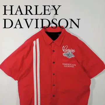 HARLEY DAVIDSON 반팔 버튼 다운 셔츠 워크 셔츠 나일론