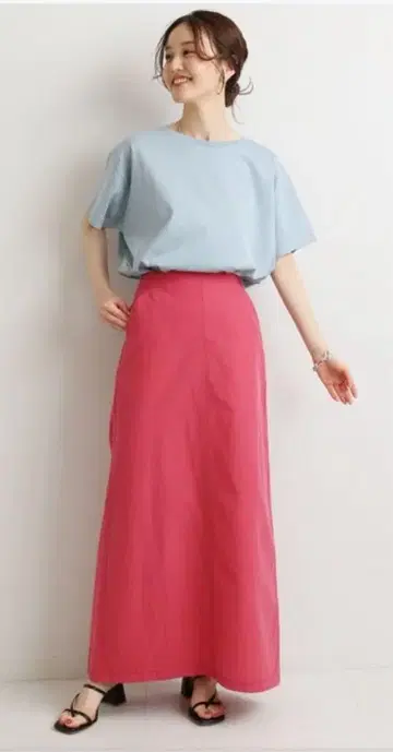 IENA 나일론 코튼 트라페즈 스커트 레드(핑크)