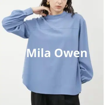 미라 오웬 하이넥 커프스 디자인 블라우스 블루 S