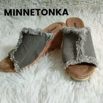 MINNETONKA YORK 요크 프린지 그레이 샌들 23cm