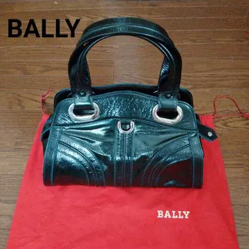 BALLY 발리 에나멜 짙은 녹색 핸드백, 멋스러움