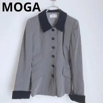 모가 자켓 울 이소재 절개 바이컬러 레트로 벨로아 느낌 블랙 그레이