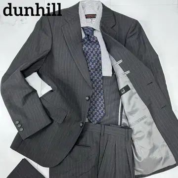 dunhill 모헤어 혼방 싱글 수트 셋업 그레이 스트라이프