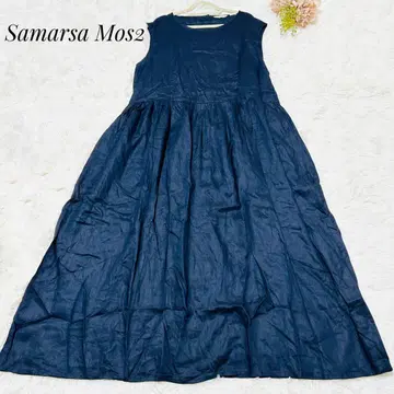 새상품급 Samansa Mos2 슬리브리스 원피스 린넨 데님 F
